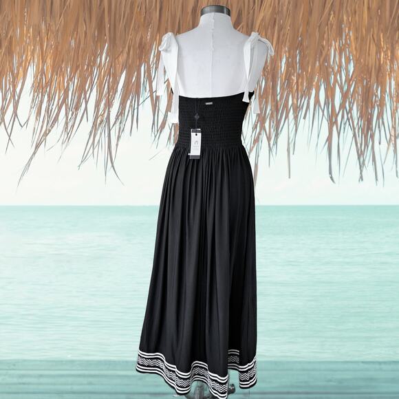 NEW Cabana Life Sanibel Embroidered Midi Maxi Dress Large Black Smocked Vacay - Picture 5 of 12